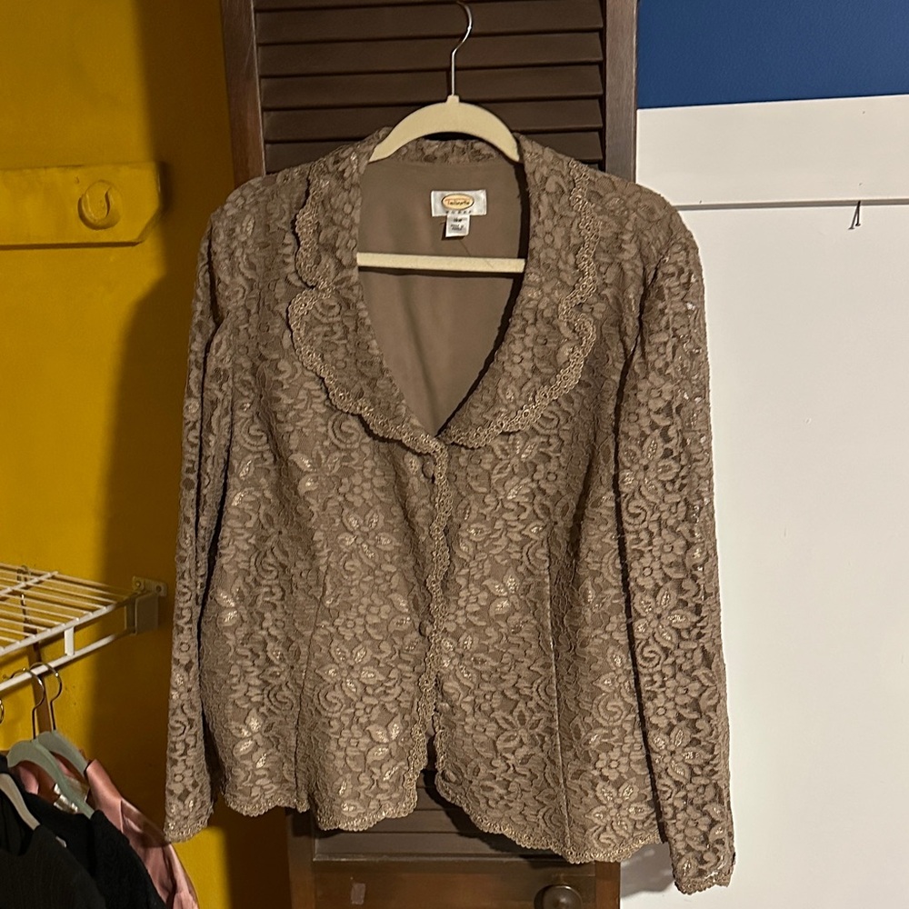 Talbots Women's Lace Blazer in Brown